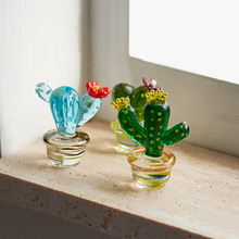 0RKW批发流影 迷你仙人掌小摆件 玻璃仿真植物桌面盆栽工艺品礼物