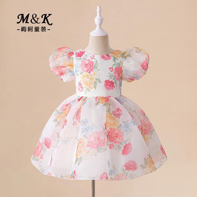 Nuevo vestido de princesa de niña transfronterizo vestido de verano vestido de aniversario vestido de flor vestido vestido de flor