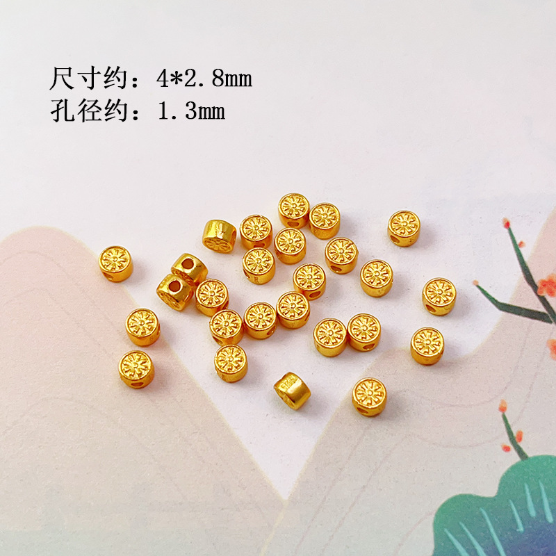 S925 Silver Gold-Plated Brushed Spacer Beads Barrel Beads Round Beads Bamboo Accessories Bracelet Necklace Charms DIY Semi-Finished Accessories New
