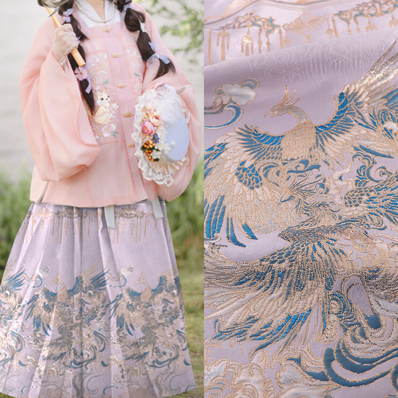 《SY007凤韵双鸣》新款织金提花布料马面裙汉服妆花布料批发现货