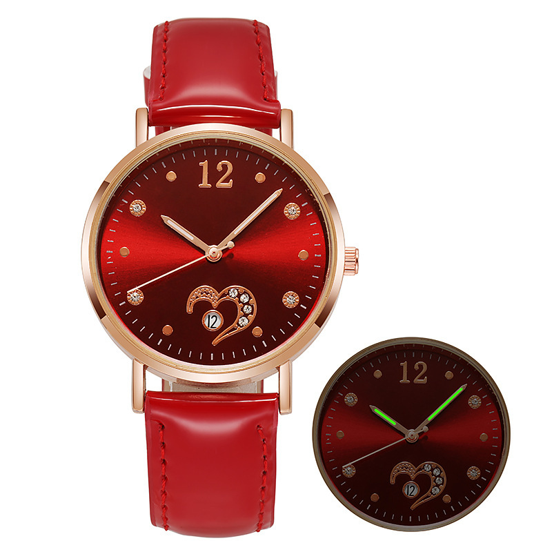Glow Fashion Night Love Coloré Anglais Femmes Diamant Incrusté Calendrier Réseau Rouge Ventes Montre_voghion.com
