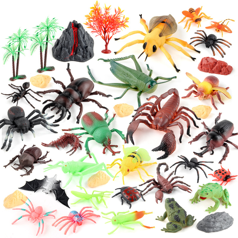 Transfronteriza simulación mini insecto biológico modelo saltamontes araña escarabajo hormiga rana estática decoración traje de juguete