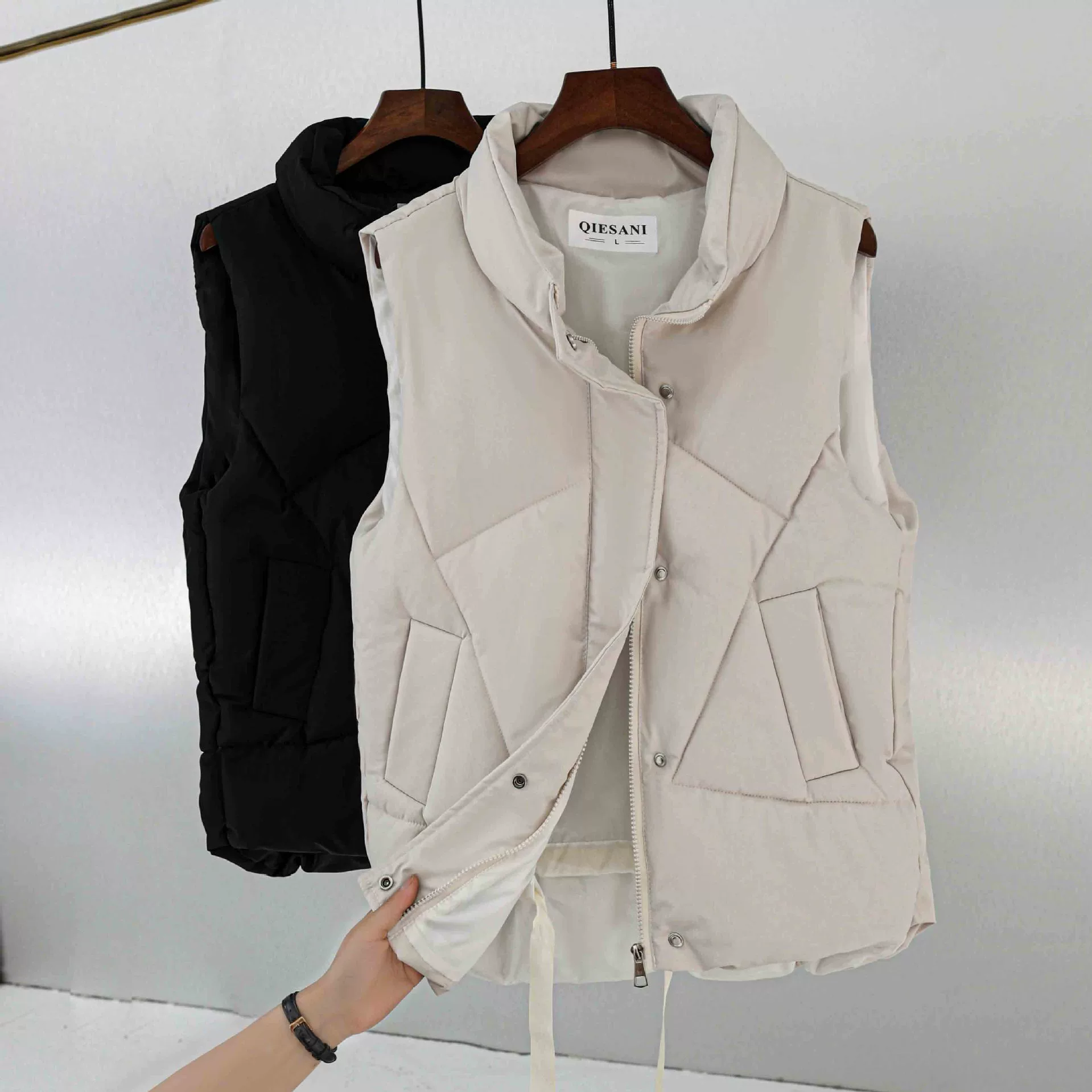 Модный жилет из гофрированного пуха, женский осенне-зимний новый корейский Свободный жилет, жилет, одежда, куртка, модная Внешняя торговля