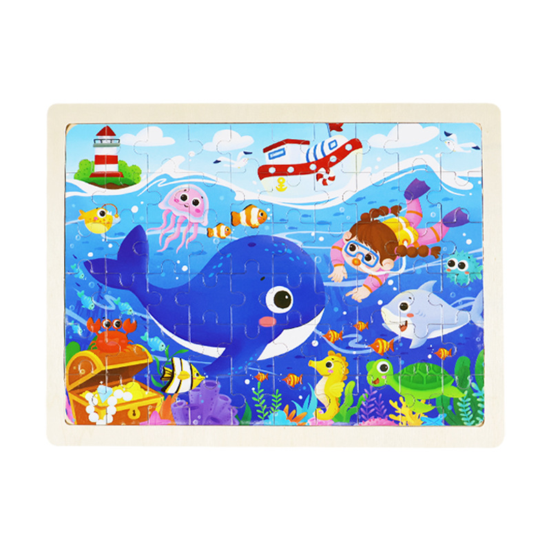 60 piezas de madera puzzle de dibujos animados para niños cuentos de hadas puzzle plano para bebés juguetes de bloque de construcción de puzzle de educación temprana