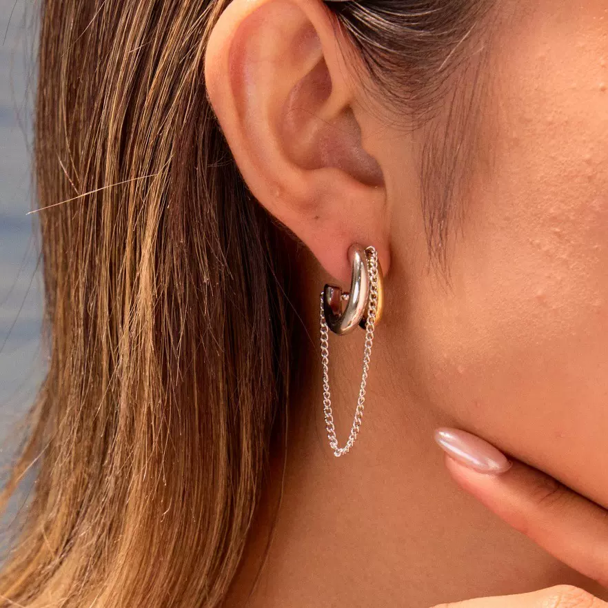 跨境欧美时尚个性ins流苏不锈钢耳环镀真金设计感小众耳饰品批发