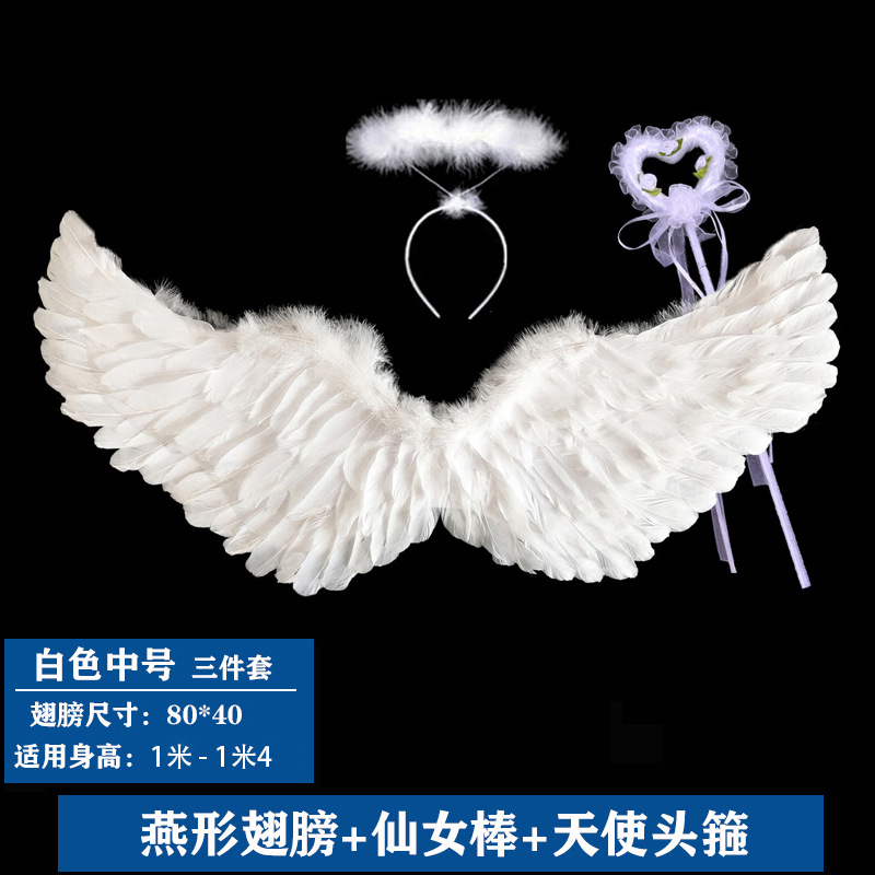 Alas de plumas de ángel, accesorios de Halloween, actuación para adultos y niños, decoración de pasarela de niña de las flores, vestido de demonio negro