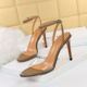 398-5 European and American wind restoring ancient ways in the summer with high heels fine metallic rivet with transparent peep-toe one word with sandals