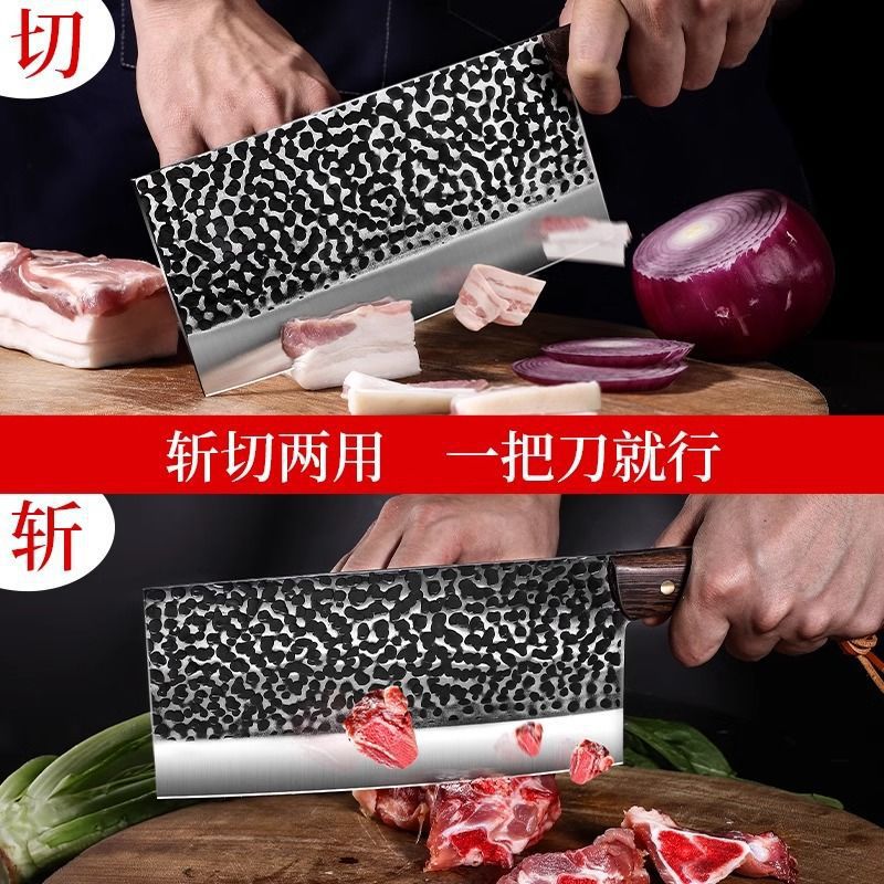 Cuchillo de cocina forjado comercial cuchillo de corte profesional de acero inoxidable trasero afilado cortador de cuchillo de cocina
