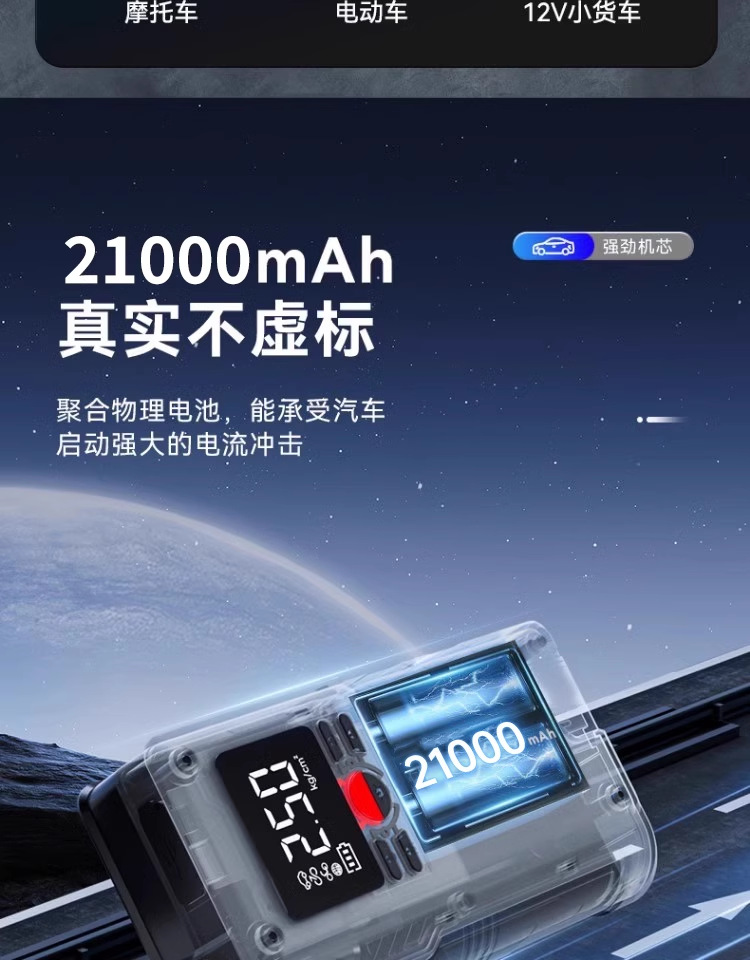 Car Air Pump, Electric Car Tire Inflator, Portable Power Bank, Emergency Power Supply All-In-One Device, Portable Wireless Car Charger