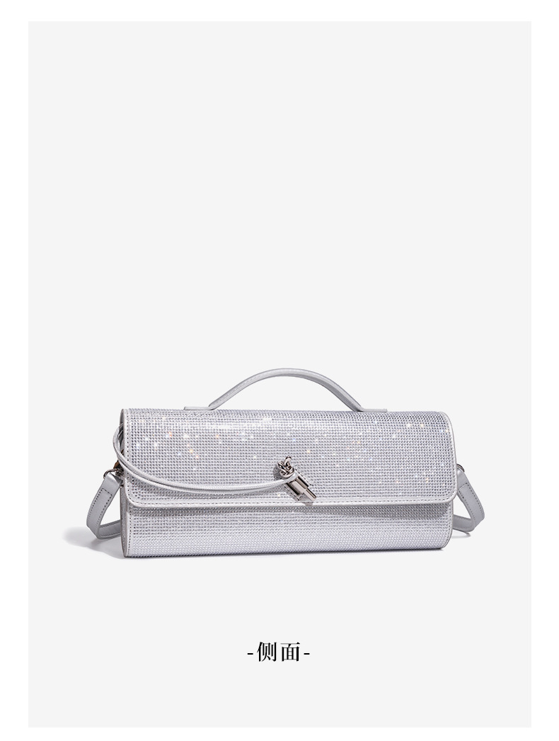 Trendige Diamant-Baguette-Abendtasche, Exquisite Horizontale Crossbody-Handtasche, Lange Geldbörse & Handytasche, Einschultrige Damenhandtasche – Detail 15