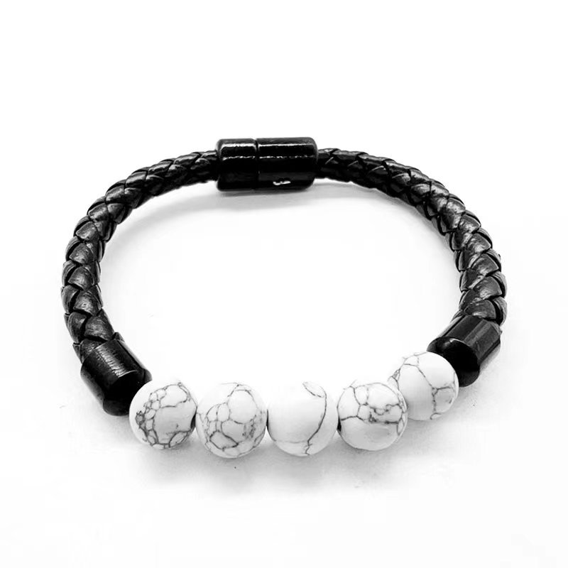 1 Stück Einfacher Stil Geometrisch Pu-leder Ein Naturstein Überzug Unisex Armbänder display picture 3