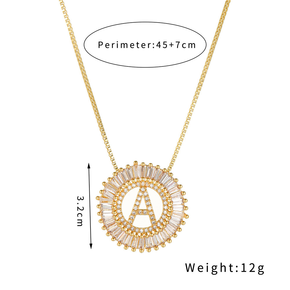 European and American 26 English letter necklace round pendent copper zircon necklace wholesalepicture1
