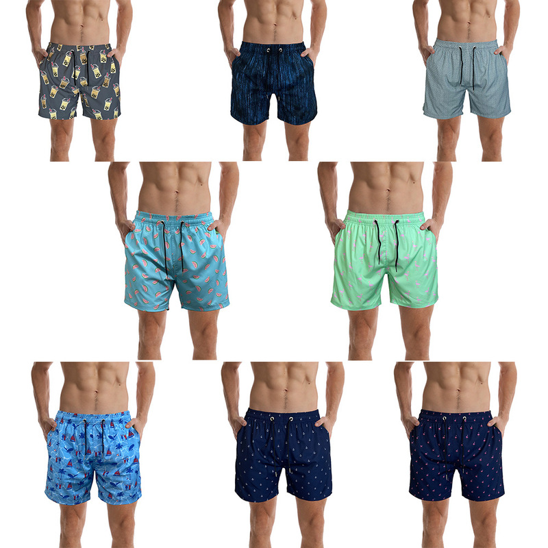Men's Printed Elastic Rubber Head Casual Loose Shorts 2024 Summer Sports Quick-drying Holiday Beach Pants for Men