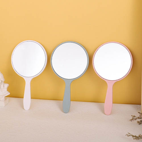 Creative Handle Small Mirror Girl Heart Makeup Mirror Portable Pocket Mirror Cute Handheld Mirror Round Fashion Styling Mirror