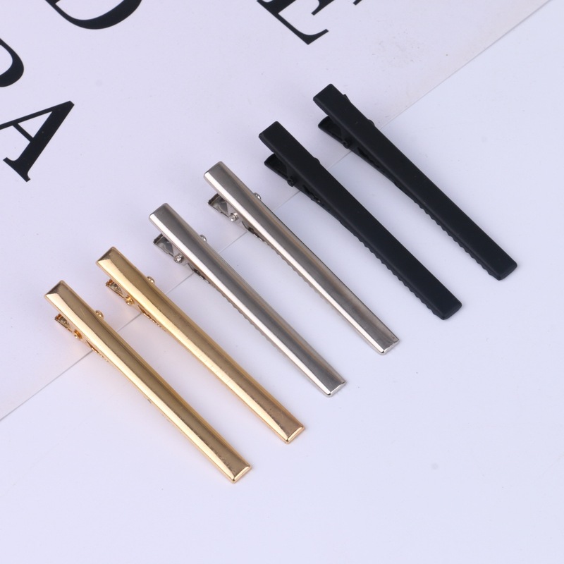 Korean Version 5mm Gold Black Silver Thin Duckbill Clip Square Crocodile Hairpin Bow Headwear Handmade Jewelry Accessories Wholesale