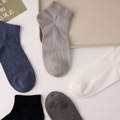 Spring and summer boneless socks men's socks ultra-thin 40 count anti-pilling combed cotton men's striped boat socks basic socks