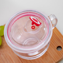 26X8硅胶盖马克杯杯盖可放勺子孔盖透明玻璃盖防漏水密封盖子泡面