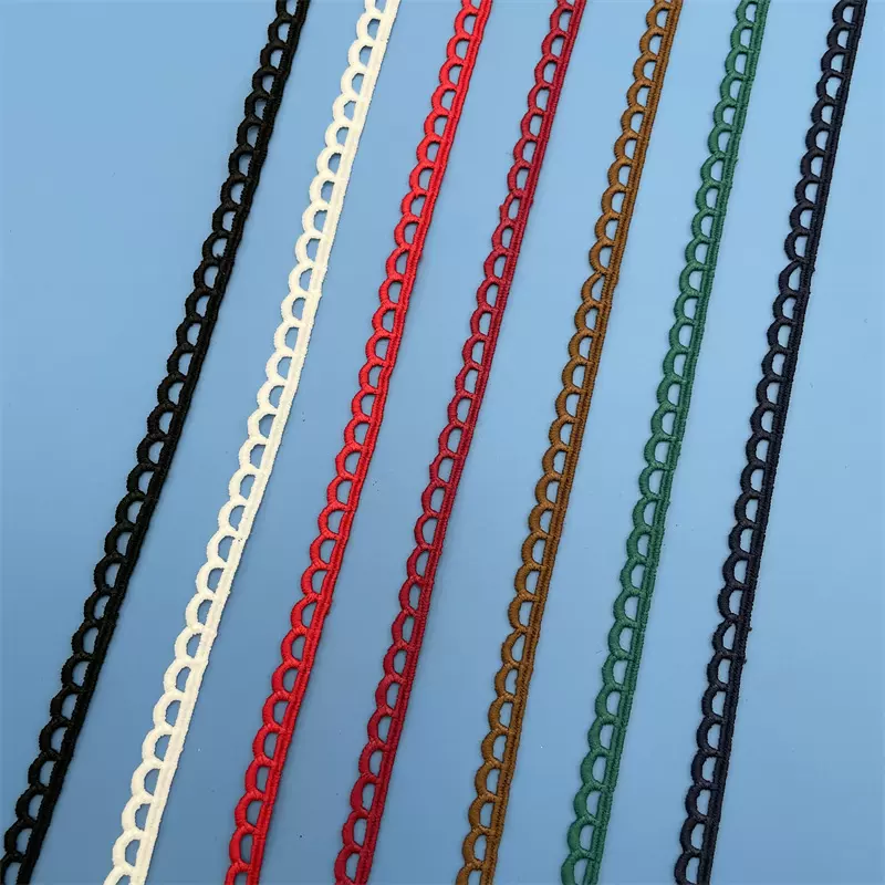 现货花边服装辅料DIY彩色牛奶丝水溶刺绣花边波浪小狗牙单边条码