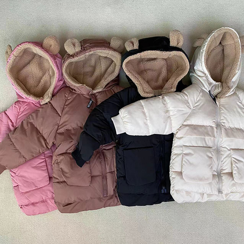 416g Weight Children's Cotton-Padded Clothes Outerwear Type Long Sleeve Sleeve Length Zip-up shirt Placket Type Warm Winter Fashion Solid Color Polyester Boys Outerwear