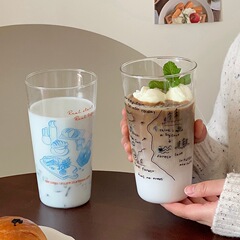 オリジナル高颜値古早风グラスシンプル高ホウ素シリコンカップ大容量ジュースカップ牛乳カップコーヒーカップ