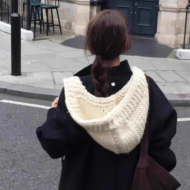 Korean Dongdaemun Thick Stick Korean Style Ins Style Shawl Knitted Hat Women's Winter Warm Balaclava Thick