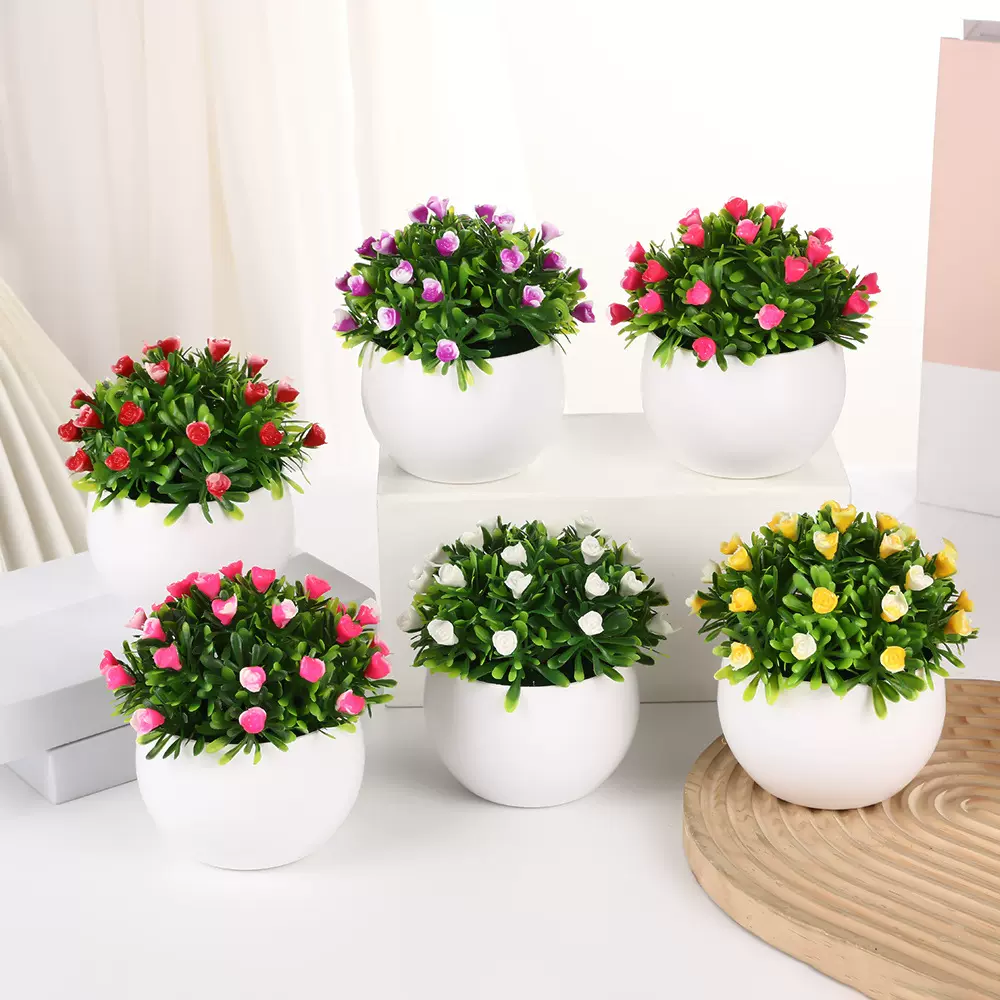 实心玫瑰仿真盆栽创意手捧办公室桌面仿真绿植小盆栽餐厅装饰假花