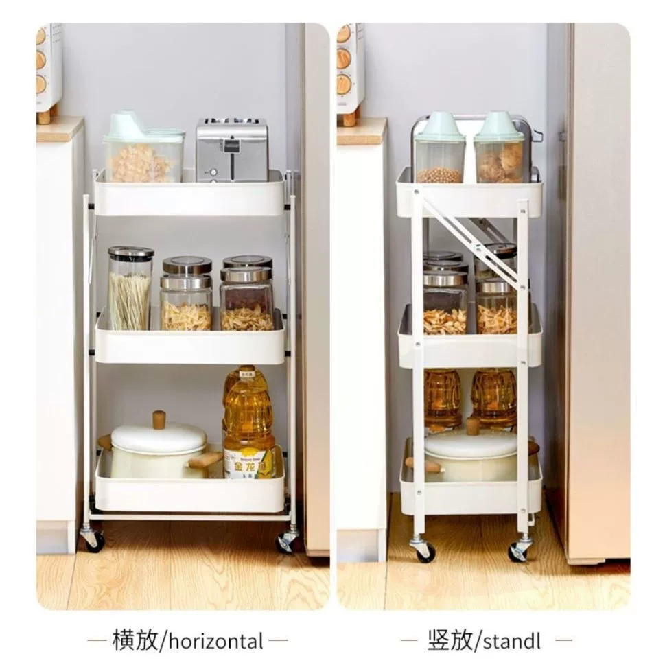 Cart for home use, multilayer foldable storage system for bedroom