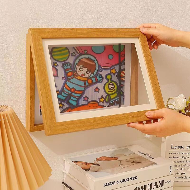 Amazon ベストセラー KidsArtFrames 子供用フリップトップ磁気フォトフレーム額縁木製フォトフレームアートストレージ|undefined