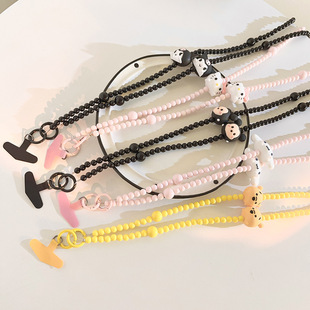 New big head KT cat pink size beads diagonal long rope mobile phone pendant anti-loss bag hanging chain strap universal