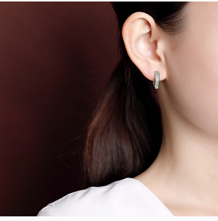 Bông tai kẹp tai retro bạc S925 đính ngọc bích sapphire hình hươu — Kiểu Sapphire chi tiết 6
