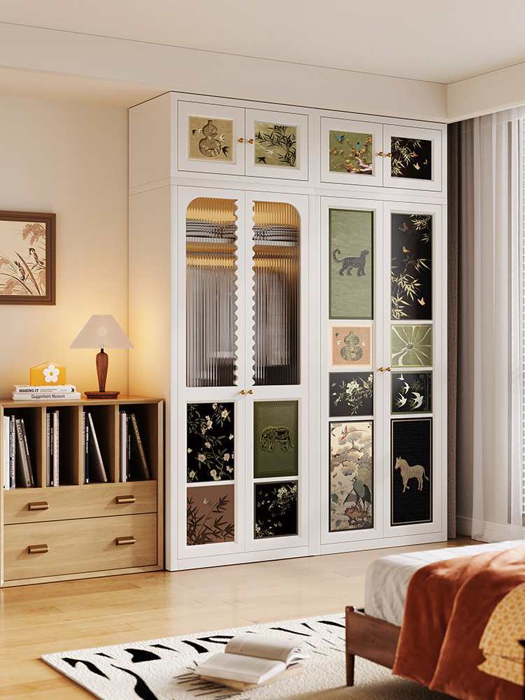 French-Style Vintage Steel Bedroom Wardrobe Iron Art 2025 New Mid-Century Style Wardrobe Metal