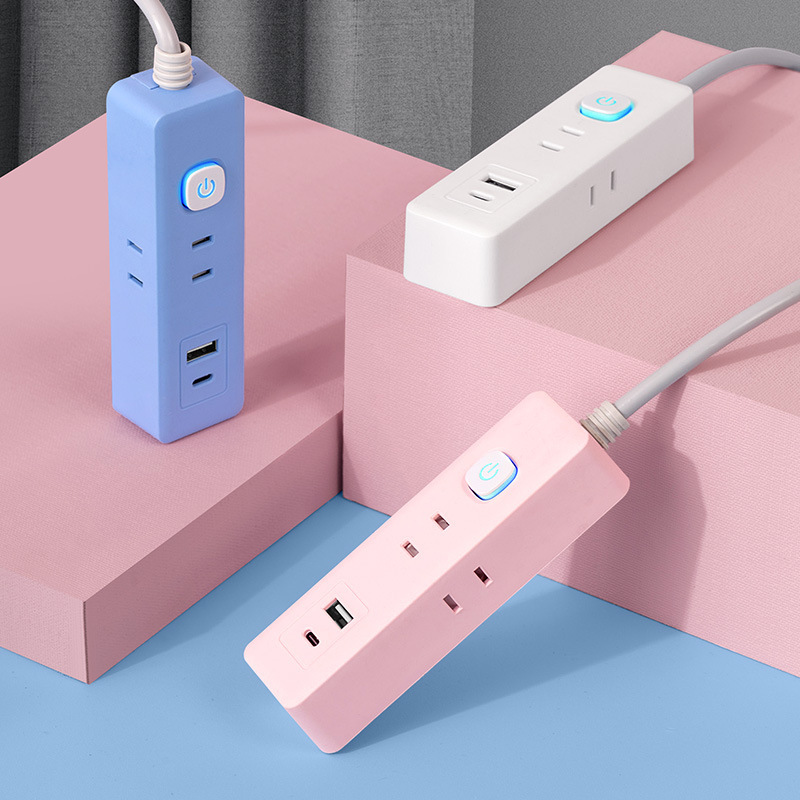 Flat Two-Prong Plug USB Socket Multi-Port Converter Power Strip Extension Cord for Student Dormitory Home Use New National Standard Power Strip