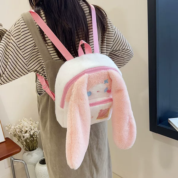 Long Ear Rabbit Soft Set Backpack New Japanese Style Going Out Cartoon Backpack Girl Plush Cute Schoolbag
