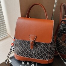 高级感包女2025新款迷你双肩包女包拼色小书包轻便斜挎百搭小背包