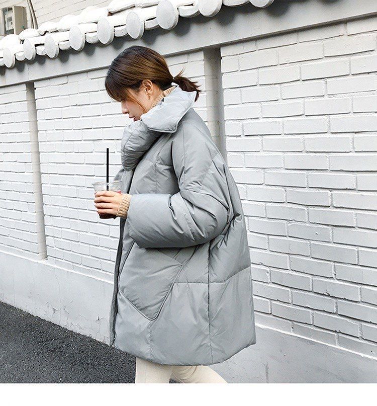 Women's Mid-length Down Jacket Loose Fit Stylish Korean Winter Coat_voghion.com
