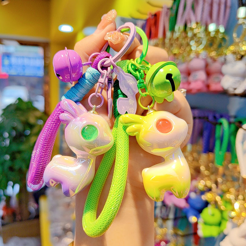 Nueva resina galvanizada colorido lindo ciervo llavero todo el camino seguro bolsos de pareja colgante llavero de automóvil