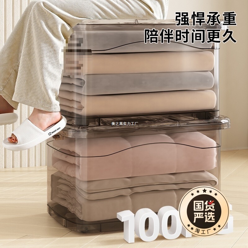 透明收纳箱家用塑料整理箱衣服大容量储物箱子书本零食玩具收纳盒|undefined