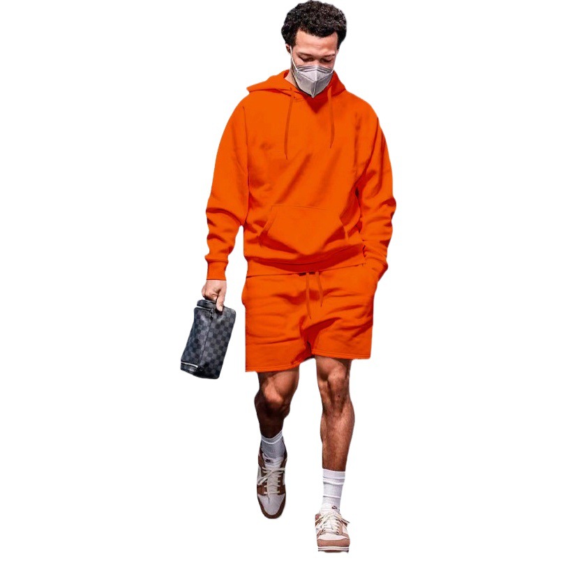 Transfronterizo 2023 Amazon Otoño e Invierno nuevos hombres sueltos traje con capucha casual todo-juego fleece forrado pareja traje hombres