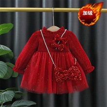 2765女童秋装加绒公主连衣裙新款小儿童裙小女孩周岁礼服宝宝裙子