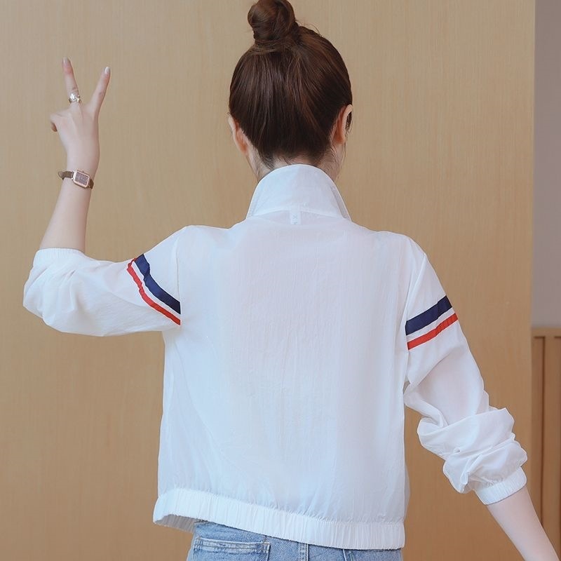 Women's Sun Protection Clothing 2026 Summer New Short Sports Thin Jacket Petite Ice Silk Cardigan Breathable White