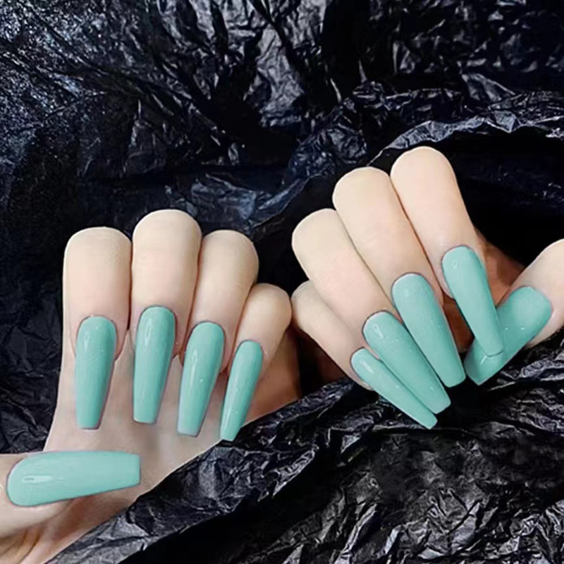 Hot girl solid color trapezoidal nightclub fake nails spring new European and American French long ballet foreign trade wear super long nail