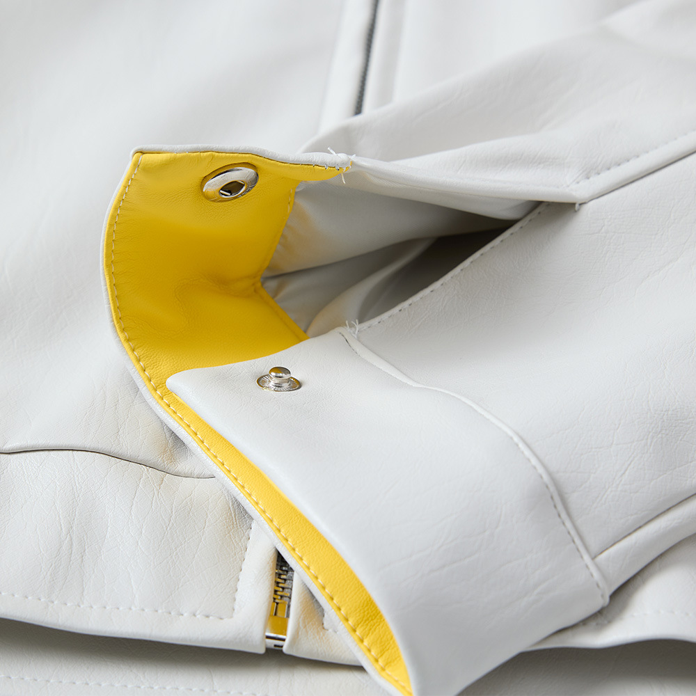 Giacca in pelle con ricamo a lettere e colletto rialzato, stile high street alla moda, da uomo, stile motociclista americano in PU_voghion.com