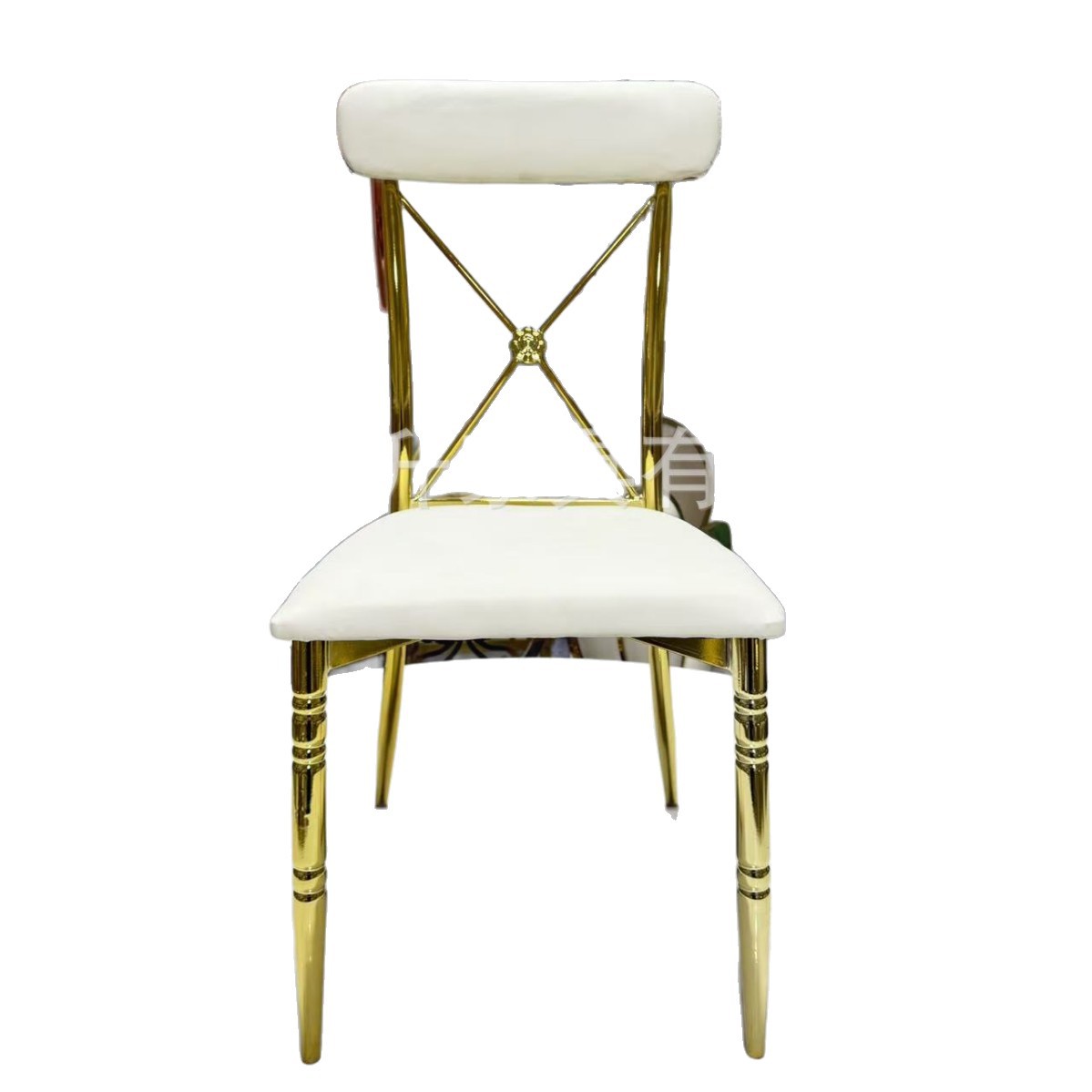 Silla de comedor casual X-back metal platado sala de baile silla moderna simple