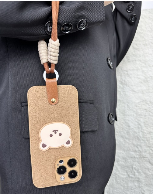 Parche de oso de color caqui de cuerda corta, patrón de hoyos de luna de piel marrón