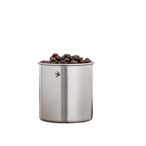Round stainless steel coffee bean storage jar retro coffee powder sealed jar portable coffee jar kitchen storage jar