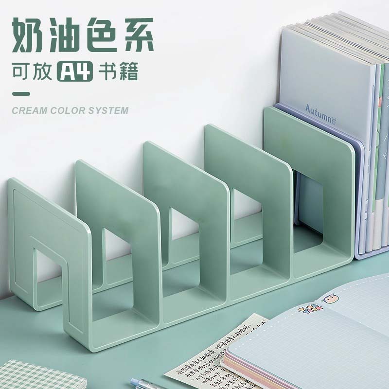 亚克力书架开学书立文件架收纳盒大号立式四联文件框桌面搁板|undefined