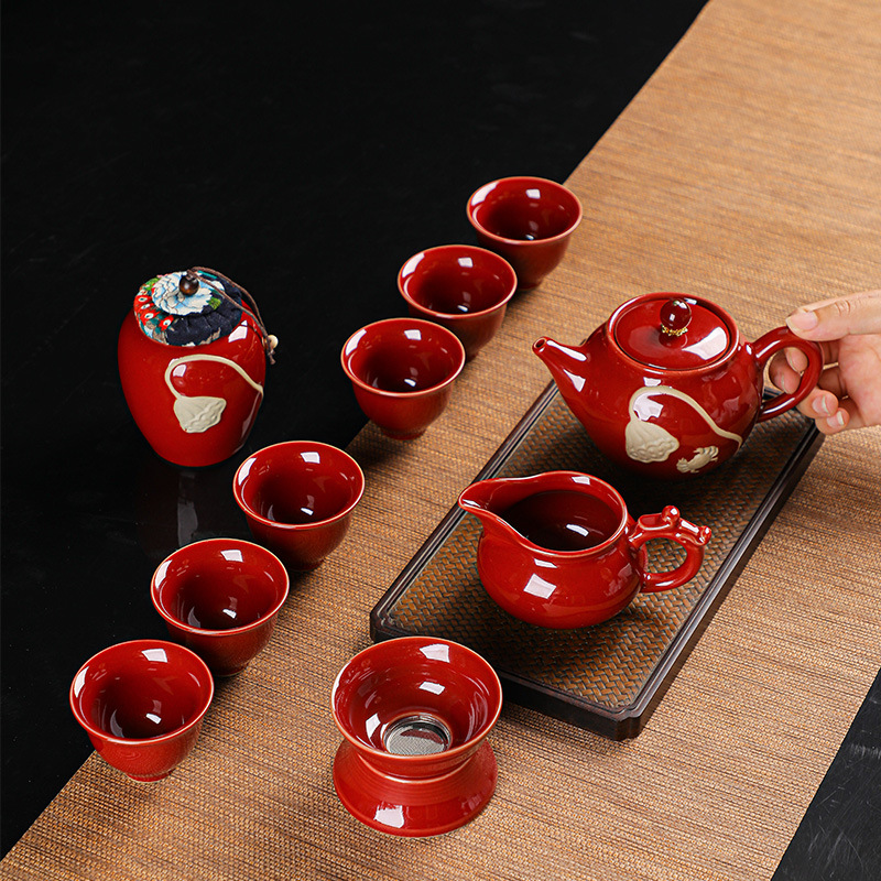 Hanyun Light Luxury Tea Set with Tea Can Gift Box, Complete Set for Home Use, Japanese Style High-end Ceramic Gongfu Tea Set for Wholesale
