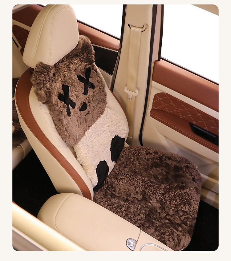 Winter pure wool car seat cushion violent bear cartoon unisex cute cartoon bear warm plush seat cushion