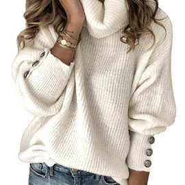 2021欧美跨境秋冬新款亚马逊ebay女士高领毛衣针织衫上衣