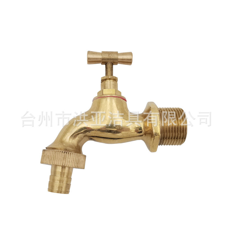 Cross-Border 4-Point 6-Point Brass Retro Polished Faucet Outdoor Garden Courtyard Antique Slow-Open Large Flow Faucet